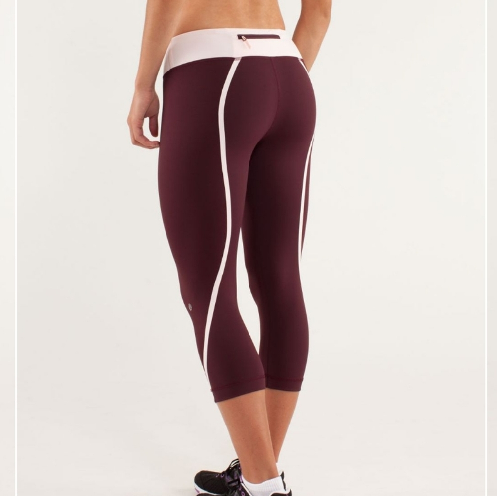 Lululemon Run: Track Time Crop Bordeaux Drama / Pretty Pink